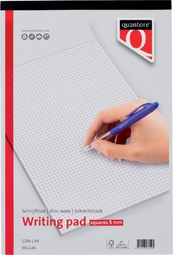 [3NOCB0129] Squares 5mm A4 Writing Pad Quantore