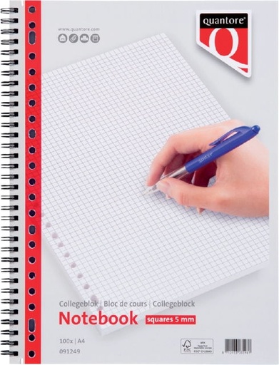 [3NOWI0051] Collegeblock Squared 5mm A4 Notebook