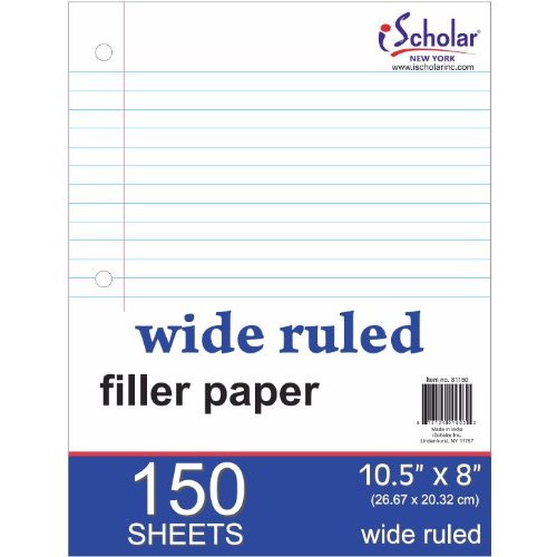 [3NONH0037] Wide Ruled Filler Paper 8" x 10"