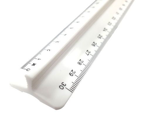 [3TELN1513] Plastic Ruler White With Grip - 30cm