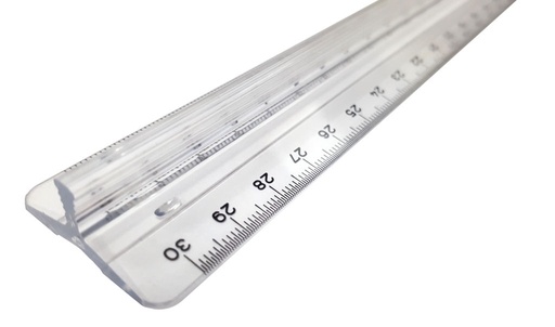 [3TELN1536] Plastic Ruler Clear With Grip - 30cm