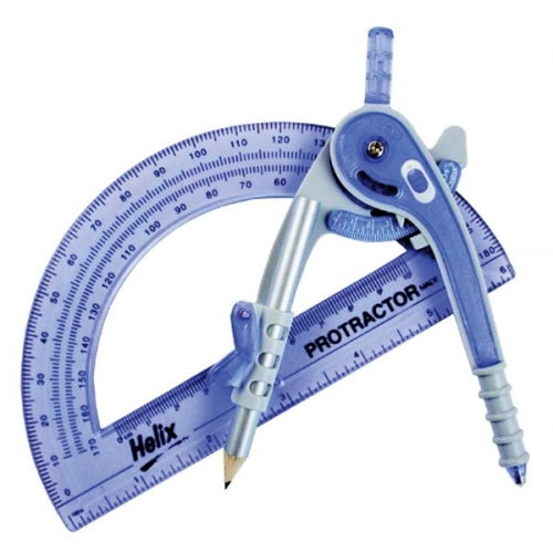 [3TEPS0007] Locking Compass & Protractor Assorted Colors